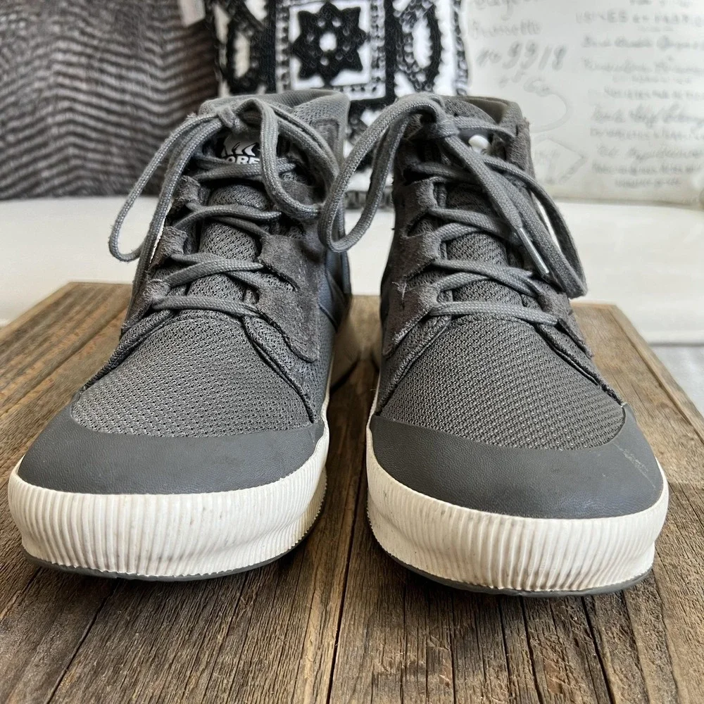 Sorel Shoes Womens Size 9.5 Gray Mesh Mid Top Walking Sneaker Boots Casual